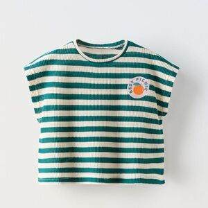 Zara kids waffle knit striped tee!